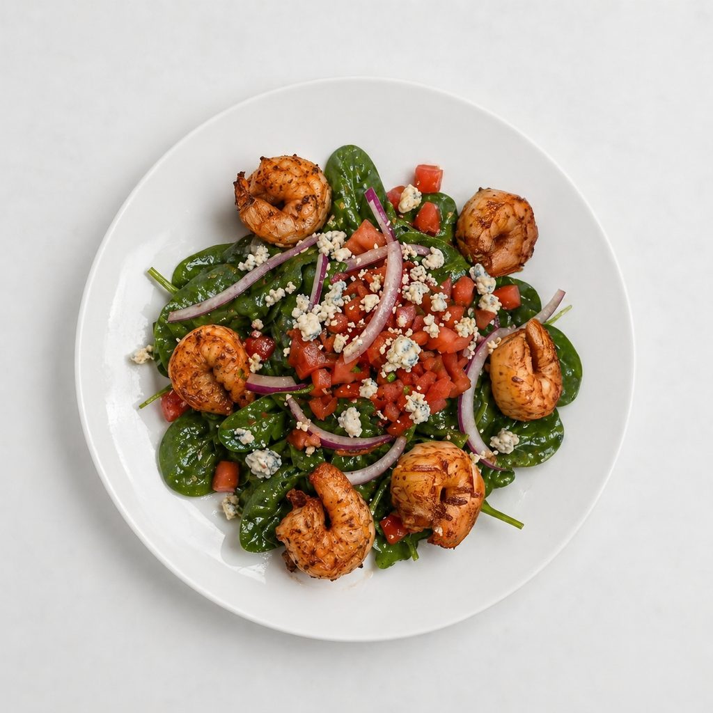 Blackened Shrimp and Spinach Salad.
